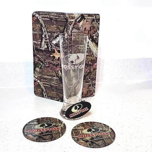 Beer Glass. Pilsner Glass Mossy Oak Gift Set in a tin. NEW with tags. - Picture 1 of 10